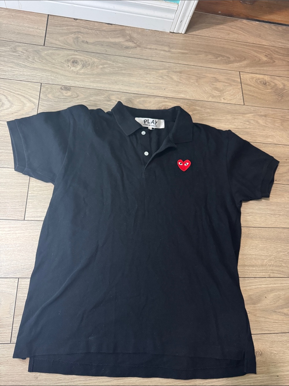 Comme des Garçons Black Polo with Red Heart Logo
